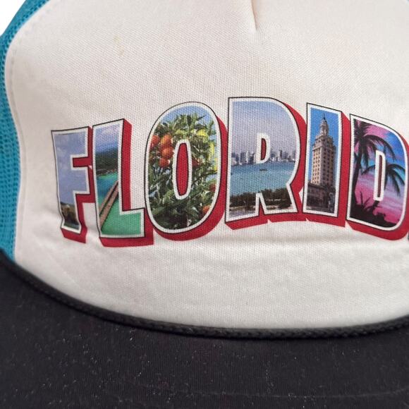 Florida Souvenir Trucker Hat Richardson 113 Snapback Retro Postcard Mesh Cap Blu - Picture 2 of 7